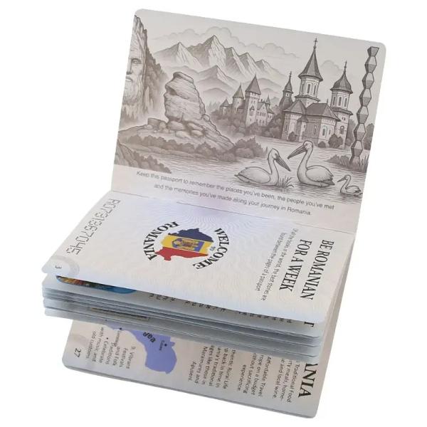 Pasaport de explorare Romania in limba engleza ghid de calatorie creativ pentru notite amintiri si stampile Ideal pentru turisti sau cadou&nbsp;
