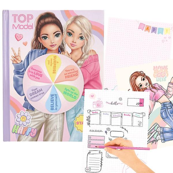 Cartea de colorat TOPModel cu distrac&539;ie suplimentar&259; pe copert&259; Dup&259; ap&259;sarea butonului in forma de stea o lumin&259; se aprinde pe sub cuvintele aranjate circular cu sunet exact ca pe o roat&259; a norocului Dup&259; un timp lumina se opre&537;te Ce zical&259; dr&259;gu&539;&259; s-a transformat de data aceasta Cu 96 de pagini colorate pentru pictat desenat &537;i creativitate