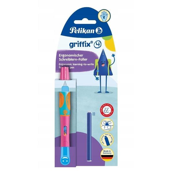Stiloul pentru &537;colari Pelikan Griffix 820301 Lovely Pink pentru dreptaci echipat cu peni&539;&259; special&259; de &icirc;ncep&259;tori de tip A &537;i grip ergonomic face parte din conceptul &bdquo;&icirc;nva&539;&259;-s&259;-scrii&rdquo; &537;i ofer&259; o tranzi&539;ie lin&259; &537;i corect&259; spre scrierea fluent&259;&nbsp;