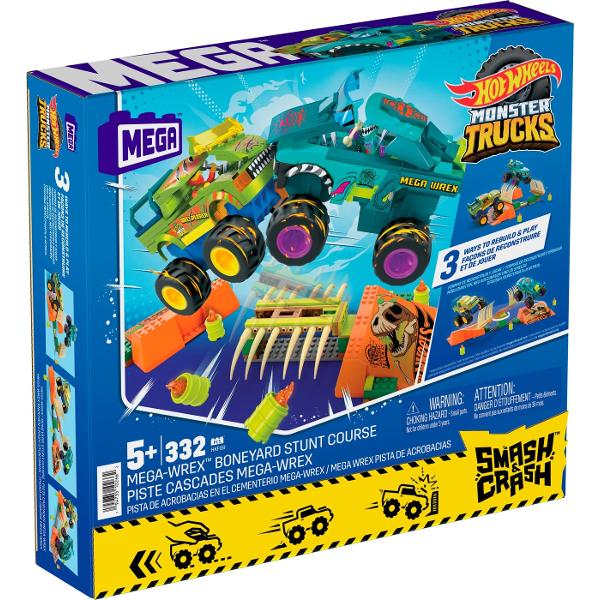 Pregateste-te pentru o actiune epica pe care copiii o vor adora cu aceasta jucarie de constructie Mega Hot Wheels Smash &39N Crash Mega-Wrex Boneyard Stunt CourseInclude camioanele-monstru Mega-Wrex si Wrexplorer Exista 3 moduri de a reconstrui rampele si obstacolulCopiii pot sa se intreaca tragand vehiculele inapoi si dandu-le drumul pentru o cascadorie de sarituri pentru a vedea cum piesele zboara la impactPiesele se combina cu toate seturile de constructie MEGA Hot Wheels si sunt 