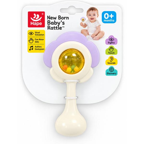 Jucarie Bebe Zornaitoare Floare este conceputa pentru primele luni de viata ale bebelusului avand o forma usor de tinut in mana si un design atractiv in forma de floare Partea centrala transparenta contine bilute colorate care se misca si produc sunete atunci cand jucaria este agitata stimuland atentia vizuala si auditiva a copilului Culorile contrastante forma rotunjita si manerul ergonomic incurajeaza explorarea prin atingere si contribuie la dezvoltarea coordonarii mana-ochi si a 