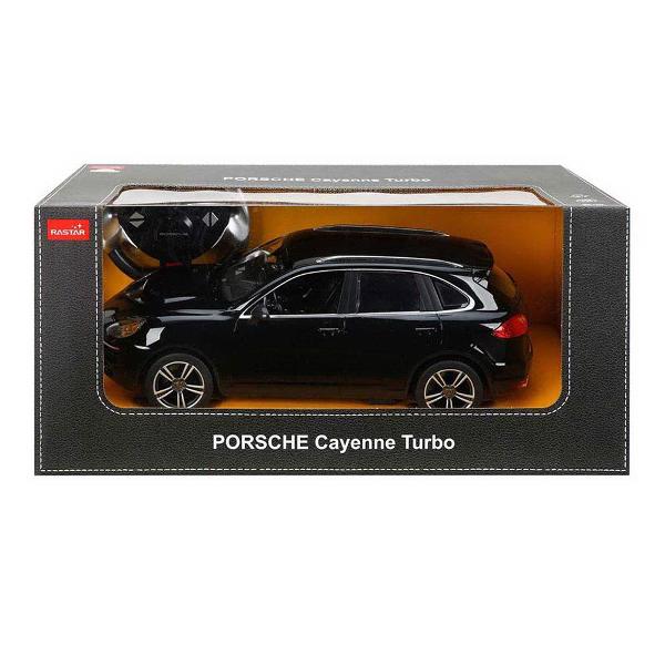 Copilul dumneavoastra se poate juca in voie cu masina cu telecomanda Porsche Cayenne Turbo scara 1 la 14 oferita de brandul international Rastar Nicio cursa nu este imposibil de castigat cu acesta masinuta replica oficiala cu licenta a modelului original construita cu mare atentie la detalii Masinuta are proportiile ideale pentru momente pline de distractie si amuzament avand dimensiunile in centimetri dupa cum urmeaza  346139122Masinuta functioneaza pe frecventa de 24GAlimentarea 