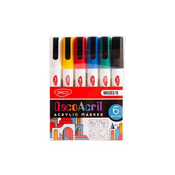 Set Markere Acrilice DACO &ndash; Culori Vibrante Rezistente la Ap&259; Pentru Orice Suprafe&539;e &ndash; Ideal pentru DIY Art&259; &537;i DecorDac&259; &icirc;&539;i place s&259; experimentezi cu culorile &537;i s&259; creezi pe o varietate de materiale setul de markere acrilice DACO este alegerea ideal&259; Perfecte pentru arti&537;ti pasiona&539;i de proiecte DIY designeri decorativi &537;i iubitori de handmade aceste markere &icirc;&539;i permit s&259; 