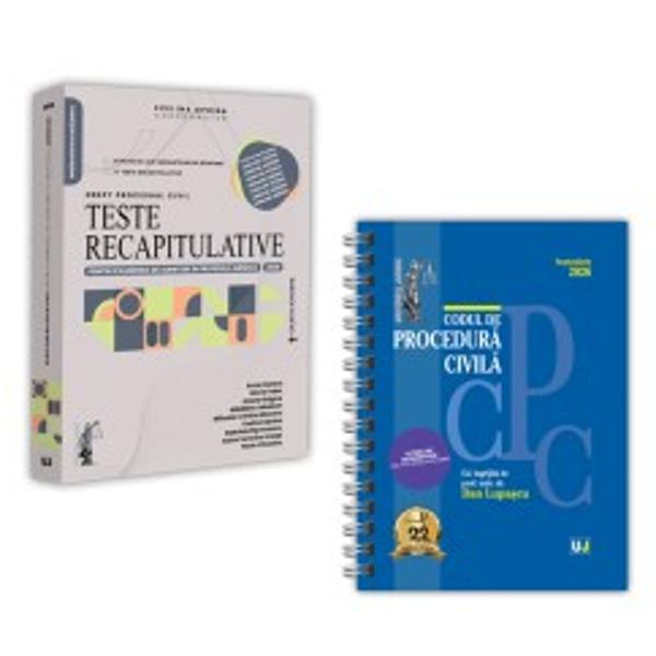 Pachetul contine1 Teste recapitulative pentru examenele de admitere &icirc;n profesiile juridice Drept procesual civil 20262 Codul de procedur&259; civil&259; Septembrie 2026 EDI&538;IE SPIRALAT&258; tip&259;rit&259; pe h&acirc;rtie alb&259;