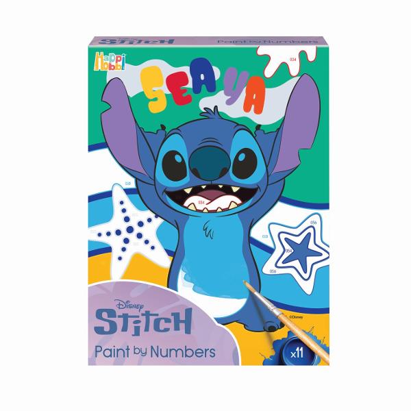 Happi Hobbi Pictura pe Numere Stitch este un set creativ ideal pentru copiii care iubesc activitatile artistice si indragitul personaj Disney Stitch Bazat pe tehnica de colorare dupa numere acest set ii ajuta pe cei mici sa realizeze pas cu pas o imagine frumoasa invatand sa picteze cu atentie rabdare si precizie Fiecare zona a imaginii este marcata cu un numar care corespunde unei anumite culori astfel incat copilul poate colora usor fiecare spatiu urmand indicatiile Aceasta metoda 