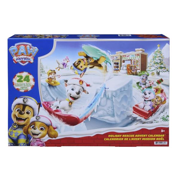 Pregateste-te pentru 24 de zile de surprize si aventuri de iarna alaturi de personajele indragite din Patrula Catelusilor Calendarul Advent Salvare de Sarbatori ascunde in fiecare compartiment cate o surpriza tematica perfecta pentru a crea zi de zi noi scene de joaca inspirate de atmosfera sarbatorilor Copiii pot descoperi figurine si accesorii festive si pot recrea misiuni de salvare pline de actiune in decoruri de iarna Fiecare zi aduce un nou element de colectat transformand 