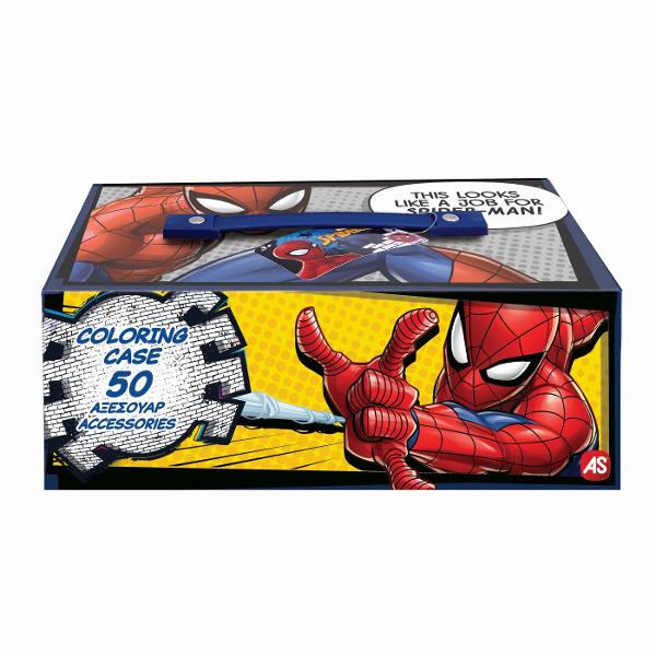 Set creativ de colorat in valiza inspirat din universul Spider-Man ideal pentru activitati artistice si distractie acasa sau in deplasare Valiza este prevazuta cu maner fiind usor de transportat si perfecta pentru organizarea accesoriilor Setul include aproximativ 50 de piese precum creioane colorate carioci instrumente de desen si alte accesorii necesare pentru colorat si creatie Copiii pot explora imaginatia si pot crea propriile desene inspirate de personajele preferate Designul 