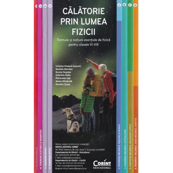 Un ghid practic &537;i u&537;or de consultat creat pentru elevii claselor VI-VIII care vor s&259; aib&259; la &icirc;ndem&acirc;n&259; cele mai importante formule &537;i no&539;iuni de fizic&259; Pliantul &icirc;i &icirc;nso&539;e&537;te pe elevi &icirc;ntr-o c&259;l&259;torie prin principalele domenii ale fizicii prezent&acirc;nd sintetic informa&539;iile esen&539;iale despre fenomene mecanice fenomene termice fenomene electrice &537;i magnetice fenomene 