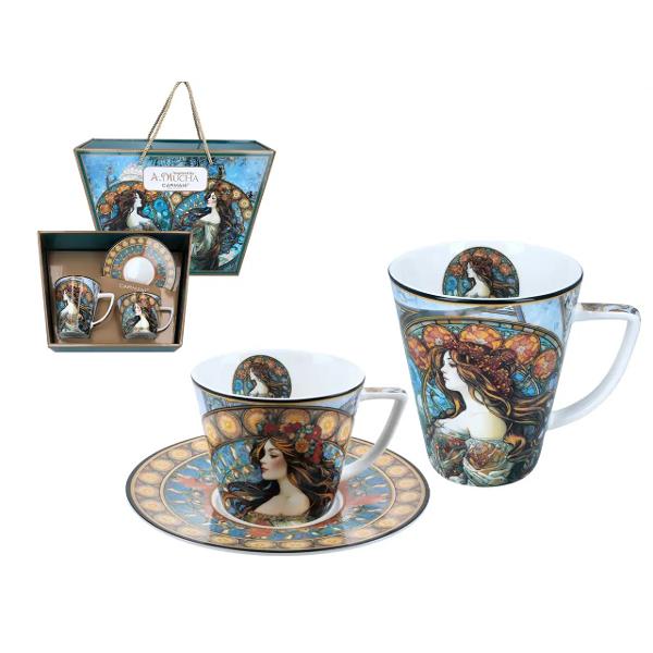 Set cu cea&537;c&259; 230 ml &537;i can&259; 400 ml din por&539;elan Mucha &ndash; Inspira&539;ie picturiTransform&259; fiecare pauz&259; de cafea sau ceai &icirc;ntr-un moment de elegan&539;&259; &537;i inspira&539;ie artistic&259; cu setul din por&539;elan Mucha&nbsp;Inspirat de crea&539;iile celebrului artist Alphonse Mucha unul dintre cei mai importan&539;i reprezentan&539;i ai stilului Art 