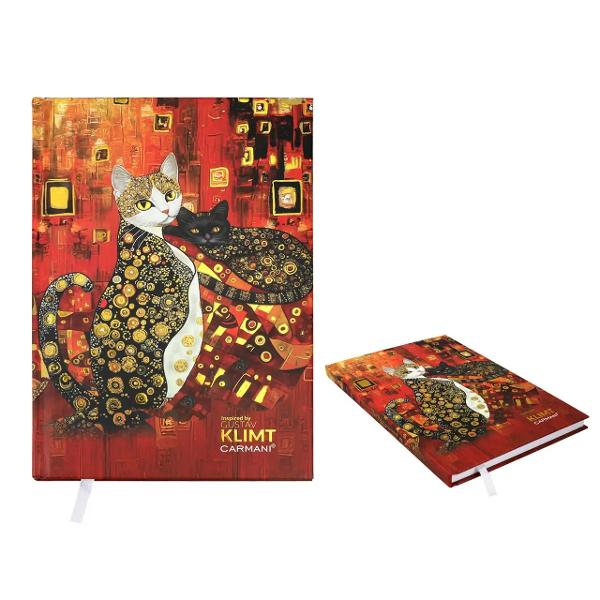 Arta &icirc;nt&acirc;lne&537;te farmecul felinelor &icirc;ntr-un bloc notes original inspirat de celebrele picturi ale lui Gustav Klimt reinterpretate &icirc;ntr-o manier&259; juc&259;u&537;&259; cu pisici &icirc;n rolurile principaleDesignul creativ &icirc;mbin&259; elegan&539;a &537;i motivele decorative specifice stilului lui Klimt cu simpatia &537;i personalitatea pisicilor 