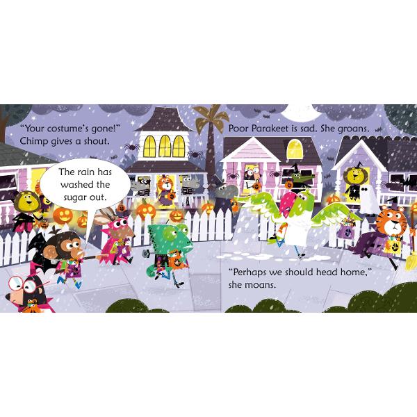 Its Halloween and Parakeet is busy carving pumpkins and icing spooky treats But when her friends come to call they get a shock Is that a GHOST who answers the door A fun rhyming story specially written to develop phonemic awareness with lively illustrations by David Semple This book is ideal both for reading aloud and for children who are beginning to read for themselves