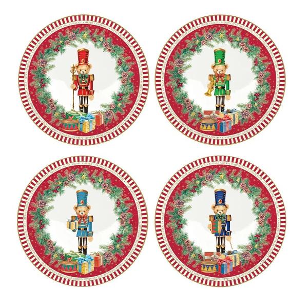 Adu magia pove&537;tilor de Cr&259;ciun la masa de s&259;rb&259;toare cu setul de 4 farfurii din por&539;elan Easy Life colec&539;ia Christmas Teddy o combina&539;ie fermec&259;toare de elegan&539;&259; rafinament &537;i veselie inspirat&259; de universul &icirc;ndr&259;gitei pove&537;ti Sp&259;rg&259;torul de nuciRealizate din por&539;elan alb cele patru farfurii 