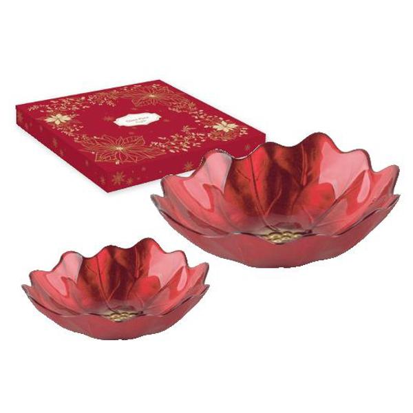 Set 2 boluri din sticl&259; &icirc;n form&259; de floare Easy Life 16 cm &537;i 21 cm &ndash; R1427REDAdaug&259; un plus de elegan&539;&259; &537;i rafinament mesei de s&259;rb&259;tori cu acest set de 2 boluri din sticl&259; de la Easy Life inspirate din frumuse&539;ea florii de Cr&259;ciun Cu un design spectaculos &icirc;n nuan&539;e intense de ro&537;u &537;i 