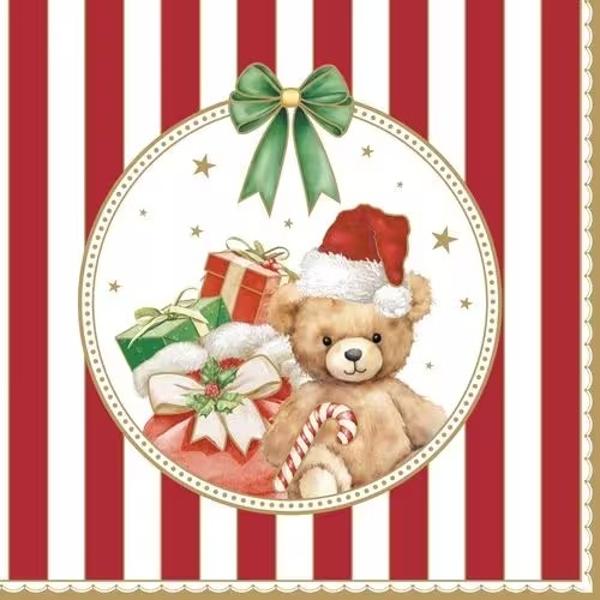 Adaug&259; un strop de magie &537;i veselie mesei de s&259;rb&259;tori cu aceste &537;erve&539;ele decorative din colec&539;ia Cozy Christmas de la Easy LifeRealizate din h&acirc;rtie cu 3 straturi &537;erve&539;elele sunt decorate cu un ursule&539; simpatic purt&acirc;nd c&259;ciul&259; de Mo&537; Cr&259;ciun &icirc;nconjurat de cadouri festive &537;i o acadea &icirc;n form&259; de 