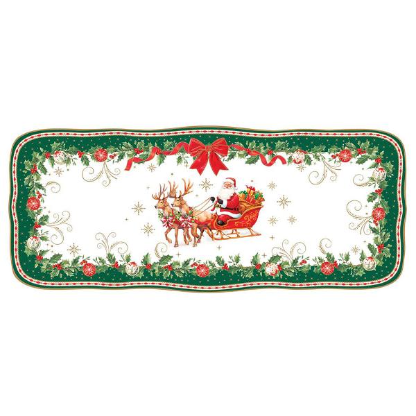 Adu elegan&539;a &537;i magia s&259;rb&259;torilor de iarn&259; la masa ta cu platoul din por&539;elan Easy Life colec&539;ia Christmas Heritage o pies&259; deosebit&259; ce &icirc;mbin&259; rafinamentul por&539;elanului cu farmecul decora&539;iunilor tradi&539;ionale de Cr&259;ciunRealizat din por&539;elan alb platoul impresioneaz&259; prin forma sa dreptunghiular&259; 