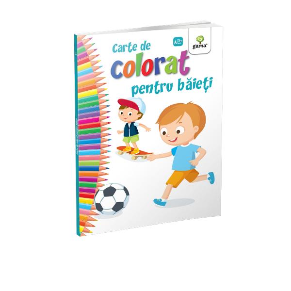 „Cartea de colorat pentru b&259;ie&539;i” încurajeaz&259; copilul s&259; coloreze prin&539;i pira&539;i sau ma&537;ini de curse Formatul mare desenele cu contururi precise &537;i catrenele amuzante fac coloratul mult mai distractiv &537;i interesant
