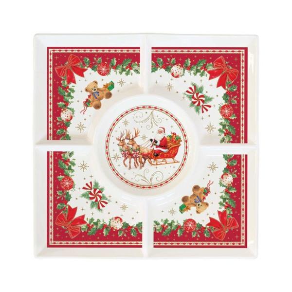 Adaug&259; un plus de elegan&539;&259; &537;i farmec mesei de s&259;rb&259;toare cu platoul pentru aperitive din por&539;elan Easy Life colec&539;ia Christmas Heritage Inspirat de atmosfera tradi&539;ional&259; a Cr&259;ciunului acest platou &icirc;mbin&259; designul festiv cu func&539;ionalitatea fiind perfect pentru servirea preparatelor preferate &icirc;n momentele petrecute al&259;turi de cei dragip 