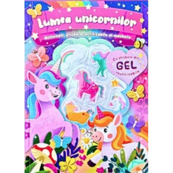 Lumea unicornilor8 planse cu macheteStickere din gel reutilizabile