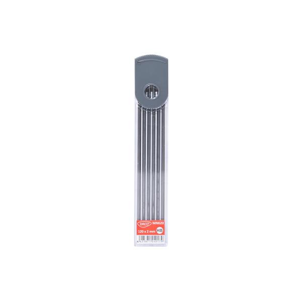 Mina de creion mecanic DACO este f&259;cut&259; din grafit amestecat cu argil&259;Creioanele din grafit sunt clasificate fie ca negru moale B dur H negru dur HB span 