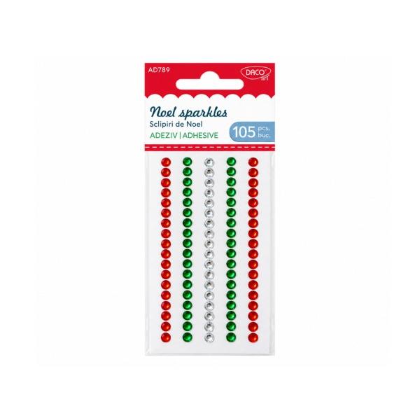 Ofer&259; str&259;lucire &537;i magie proiectelor tale de Cr&259;ciun cu Sclipiri de Noel DACO AD789 Aceste strasuri autoadezive decorative &icirc;n culori festive de ro&537;u verde &537;i argintiu sunt ideale pentru a transforma crea&539;iile handmade &icirc;n decora&539;iuni originale &537;i pline de farmecCu un diametru de 5 mm finisaj str&259;lucitor &537;i aplicare u&537;oar&259; datorit&259; suportului autoadeziv strasurile 