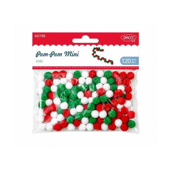 D&259; via&539;&259; celor mai creative decora&539;iuni de Cr&259;ciun cu Pom Pom Mini Noel DACO AD788 Moi pufoase &537;i pline de culoare aceste pompoane decorative &icirc;n nuan&539;e festive de ro&537;u verde &537;i alb sunt perfecte pentru proiecte handmade ornamente de Cr&259;ciun &537;i activit&259;&539;i DIYCu un diametru de aproximativ 1 cm pompoanele textile adaug&259; volum textur&259; &537;i un plus de farmec 