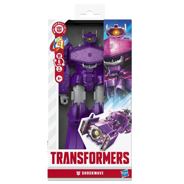Descopera universul spectaculos Transformers cu robotul convertibil 2 in 1 de la Hasbro o jucarie de actiune care le permite copiilor sa transforme un robot intr-un vehicul si invers Inspirata din celebra serie Transformers figurina are un design detaliat cu elemente mecanice si articulatii mobile fiind ideala pentru recrearea confruntarilor dintre Autoboti si Decepticoni Transformarea se realizeaza manual in doar 6 pasi oferind o experienta interactiva care stimuleaza imaginatia 