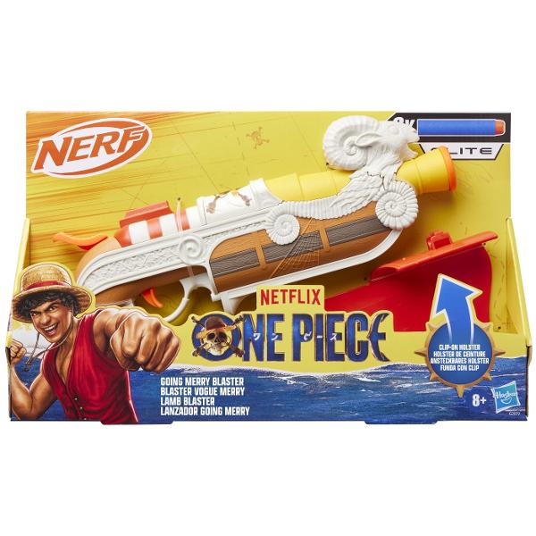 Nerf Blaster Elite One Piece Going Merry este o jucarie de actiune inspirata din universul One Piece ideala pentru copiii si fanii seriei care vor sa adauge aventurilor lor un accesoriu spectaculos Blasterul are un design special inspirat de corabia Going Merry cu detalii decorative care il fac usor de remarcat si potrivit pentru jocuri de rol pline de imaginatie Modelul este usor de manevrat si este conceput pentru distractie activa atat in interior cat si in aer liber Setul include si 