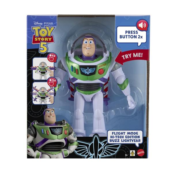 Figurina Buzz Lightyear din Toy Story 5 este inspirata de celebrul personaj Disney Pixar si reda costumul sau emblematic de Space Ranger in nuante de alb verde si mov Figurina are aproximativ 30 cm inaltime este articulata si poate fi pozitionata in diferite ipostaze pentru joaca si recrearea scenelor preferate din film Prin apasarea butonului figurina activeaza sunete si replici iar modul de zbor adauga un plus de dinamism aventurilor imaginare Designul detaliat si functiile interactive 