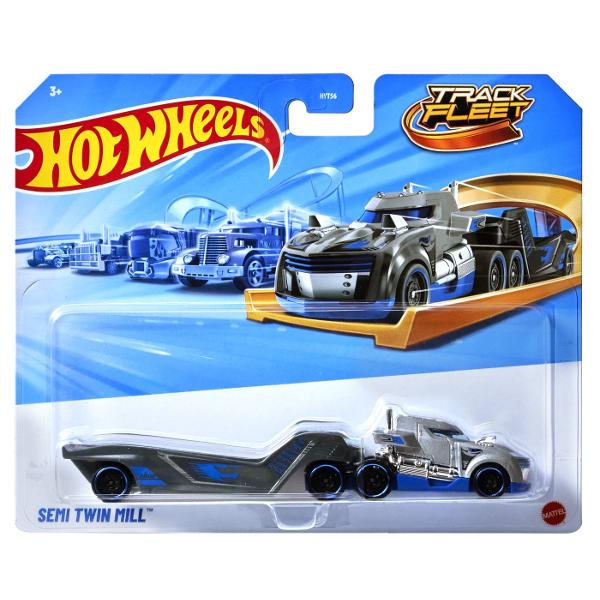 Flota Hot Wheels Track este gata de cursa Conceput sa functioneze cu senile Hot Wheels fiecare vehicul este la scara 164 si include o cabina si o remorca cu decoratiuni dragute si o multime de grafica Diferite sortimente sunt disponibile pe tot parcursul anului pentru sortimente tot mai variate Copiii si colectionarii deopotriva isi vor dori propria escadrila personalizata Articole vandute separat Stilurile culorile si decoratiunile pot varia Cu detaliile lor cool si decorurile lor 