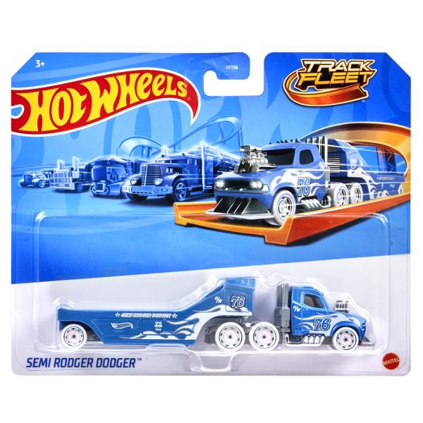 Flota Hot Wheels Track este gata de cursa Conceput sa functioneze cu senile Hot Wheels fiecare vehicul este la scara 164 si include o cabina si o remorca cu decoratiuni dragute si o multime de grafica Diferite sortimente sunt disponibile pe tot parcursul anului pentru sortimente tot mai variate Copiii si colectionarii deopotriva isi vor dori propria escadrila personalizata Articole vandute separat Stilurile culorile si decoratiunile pot varia Cu detaliile lor cool si decorurile lor 