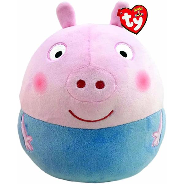 Jucarie de plus TY Squishy Beanies - GEORGE din animatia PEPPA PIG 22 cm TY 39316