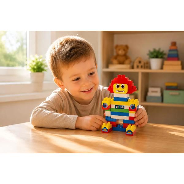 Constructorul Mini Blocks Nr 7 este un set captivant pentru jocuri creative care il ajuta pe copil sa-si dezvolte imaginatia gandirea logica si motricitatea fina Setul contine 50 de piese de diferite forme si culori oferind copilului posibilitatea de a crea numeroase constructii si de a-si dezvolta creativitatea Datorita acestor elemente colorate micul constructor va putea realiza propriile modele isi va putea da frau liber imaginatiei si va descoperi lumea constructiilor Din 