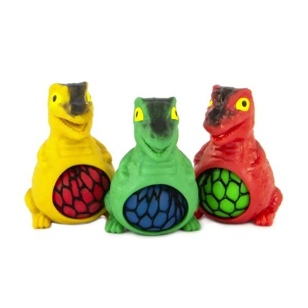 Dino Meshables este o jucarie senzoriala distractiva in forma de dinozaur potrivita pentru copiii pasionati de animale preistorice si joaca tactila Jucaria este moale si poate fi stransa in mana iar interiorul iese prin plasa sub forma unor bule colorate oferind un efect vizual amuzant si o experienta placuta la atingere Este ideala pentru relaxare joaca antistres stimularea simturilor si dezvoltarea coordonarii mana-ochiDisponibila in mai multe culori se vinde la bucata in 