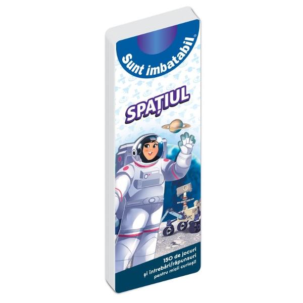 Joc educativ pentru copii despre Univers cu 150 de &icirc;ntreb&259;ri r&259;spunsuri &537;i activit&259;&539;i interactive&bdquo;Spa&539;iul&rdquo; din colec&539;ia &bdquo;Sunt imbatabil&rdquo; este un joc educativ captivant care &icirc;i poart&259; pe copii &icirc;ntr-o aventur&259; printre stele planete &537;i misterele UniversuluiCei mici descoper&259; informa&539;ii fascinante despre Sistemul Solar astronau&539;i sateli&539;i 