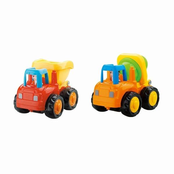 Masini de constructie cu frictiune autobasculanta si betoniera cu figurine soferi in cabine Betoniera are un recipient rotativ de amestecare iar autobasculanta o caroserie care se inclina pentru descarcare Sunt atat de colorate si frumoase incat orice copilas va dori neaparat sa aiba cel putin una Jocul cu masinutele dezvolta creativitatea si perceptia influenteaza pozitiv procesul de crestere si imbunatateste coordonarea ochi-maini Vin in 2 variante de modele o autobasculanta si o 