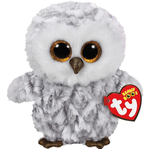 Jucarie de plus TY Beanie Boos - Owlette bufnita alb 15 cm TY37201