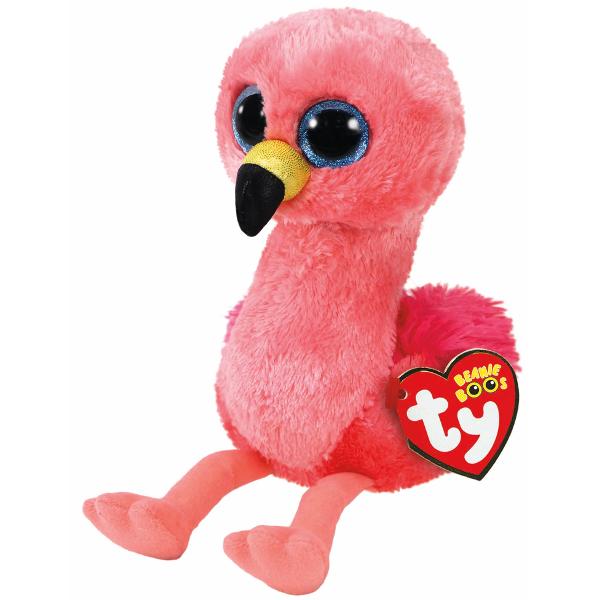 Jucarie de plus TY Beanie Boos - GILDA flamingo roz 15cm TY36848