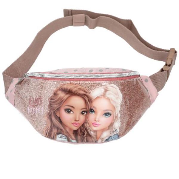 Geant&259; la mod&259; Geanta crossbody ros&eacute; cu buline elegante poate fi purtat&259; &icirc;n diagonal&259; sau ca geant&259;-belt Cu un motiv dublu mare pe un fundal str&259;lucitor atr&259;g&259;tor Material principal 100 poliester