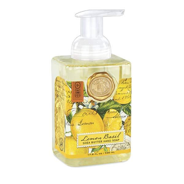 Sapun lichid spuma Sapunul contine aloe vera si este imbogatit cu unt de sheaCatifeleaza si hidrateaza pielea Aroma lamaie si busuiocGramaj530 ml