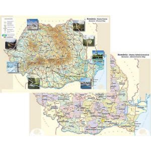 Plansa Romania fizica si politica A3