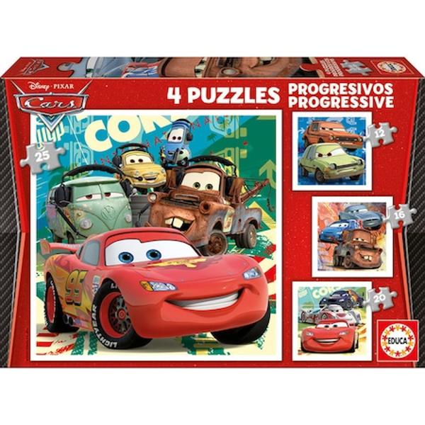 Fiecare caseta contine 4 puzzle-uri cu un numar diferit de piese fiecare intre 12 si 25 pentru ca copiii sa incerce puzzle-uri din ce in ce mai dificile pe masura ce cresc si invata sa puna puzzle-uriDimensiune puzzle asamblat 31x21 cm