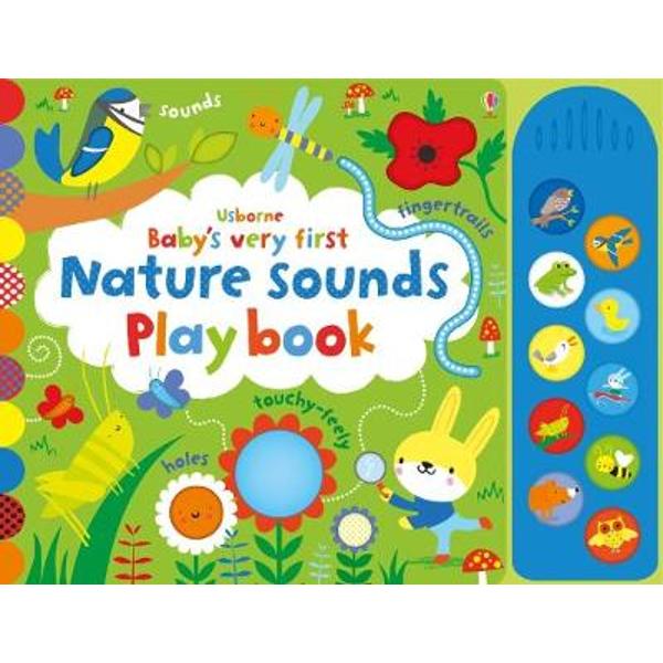 Babies will love looking at the bright pictures listening to the sounds lifting the flaps and running their fingers over the touch-feely patches in this delightful book They can match the sound buttons to the pictures to hear gentle music and ten different animal sounds including an owl hooting bees buzzing and a frog croaking