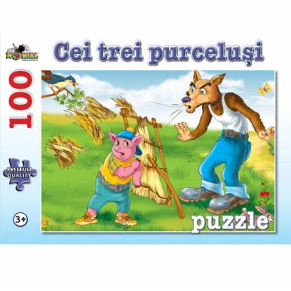 Un puzzle colorat haios si distractiv pentru toti copiii care iubesc povestile Imagini din cele mai indragite povesti in 100 de piese de calitate