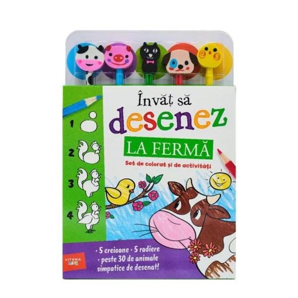 Instruc&539;iunile pas cu pas plan&537;ele pentru exersat &537;i fundalurile distractive concepute special pentru ei &icirc;i ajut&259; pe copii s&259; creeze cu u&537;urin&539;&259; propriile lor opere de art&259; Peisajele de la ferm&259; care-i inspir&259; pe micii arti&537;ti includ animale precum v&259;cu&539;ele &537;i ra&539;ele dar &537;i utilaje cum sunt tractoarele sau