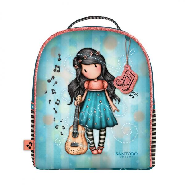 Rucsac Santoro Gorjuss This One&rsquo;s For You&nbsp;Rucsacul baby Gorjuss Melodies This One&rsquo;s For You are un compartiment si un buzunar in interior bretelele confectionate din materiale durabile si rezistente sunt reglabile in functie de inaltimePe fata&nbsp;rucsacul baby Gorjuss Melodies This One&rsquo;s For You&nbsp;are agatat un breloc cu glitter in acelasi ton cu marginea rucsaculuiMaterial 