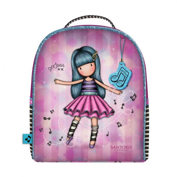 Rucsac Santoro Gorjuss Dancing Among The Stars 3-5 ani&nbsp;Rucsacul baby Gorjuss Melodies Dancing Among The Stars are un compartiment si un buzunar in interior bretelele confectionate din materiale durabile si rezistente sunt reglabile in functie de inaltimePe fata&nbsp;rucsacul baby Gorjuss Melodies Dancing Among The Stars&nbsp;are agatat un breloc cu glitter in acelasi ton cu marginea rucsaculuiMaterial 