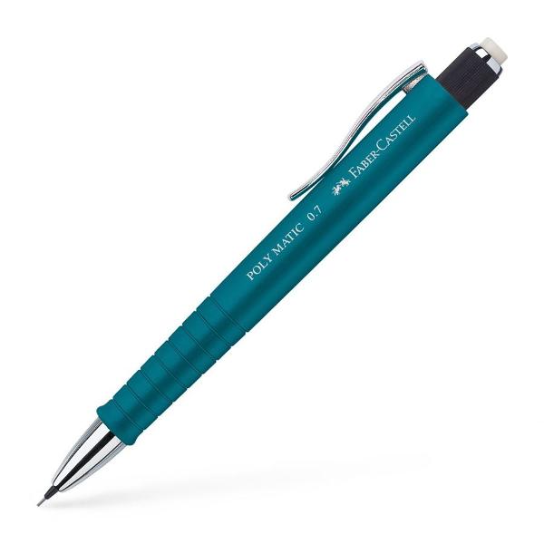 Creion mecanic Faber Castell un creion de foarte buna calitate in diferite culori atractive Corpul creionului este realizat din material plastic prevazut cu o zona grip anti-alunecare Creionul este prevazut cu un varf retractabil o radiera lunga retractabila si un clip rezistent Creionul functioneaza cu mine de grosime 07 mm