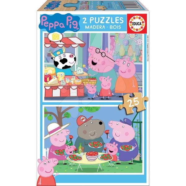 Puzzle-ul din lemn pentru copii cu motivul purcelu&537;ei vesele Peppa Pig este un puzzle frumos potrivit pentru to&539;i copii de la 4 ani Fiec&259;rui copil asambleaz&259; cu drag puzzle-uri cu motive colorate &537;i vesele Ambalajul acestui puzzle pentru copii include un set de dou&259; imagini din seria animat&259; Peppa Pig care le plac multor copii Fiecare imagine este 