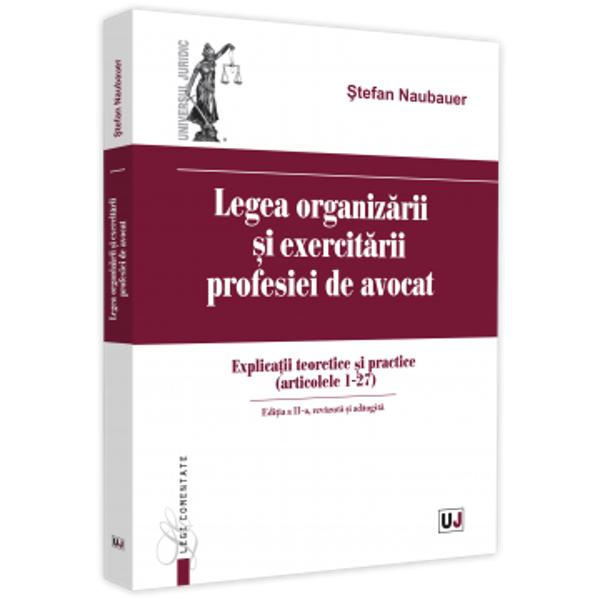 Aceasta noua edi&539;ie trateaza majoritatea aspec­telor importante reglementate de Legea nr 511995 pentru organizarea &537;i exercitarea profesiei de avocat revazute de autor prin filtrul experien&539;ei acumulate cu observarea actelor normative modificatoare adoptate intre timp inclusiv recenta Lege nr 1842021 principiile fundamentale activita&539;ile ce pot fi realizate de avoca&539;i formele &537;i moda­lita&539;ile de exercitare a profesiei situa&539;ia 