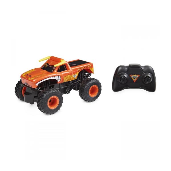 Monster Jam El Toro Loco RC Dezlantuiti fiara pentru a efectua cascadorii epice accidente nebune si salturi spectaculoase Dispunand de o frecventa de 24 GHz este chiar mai usor sa gazduiti propriul dvs raliu Monster Jam cu prietenii Cu o raza de pana la 75 metri Acesta masinuta poate descoperi si arunca orice in calea ei Nimic nu o va opri din dominarea circuitului Monster Jam În mod autentic aceasta masinuta cu radiocomanda El Toro Loco la scara 124 vine cu anvelopele 